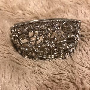 Silver Floral Clamp Bracelet